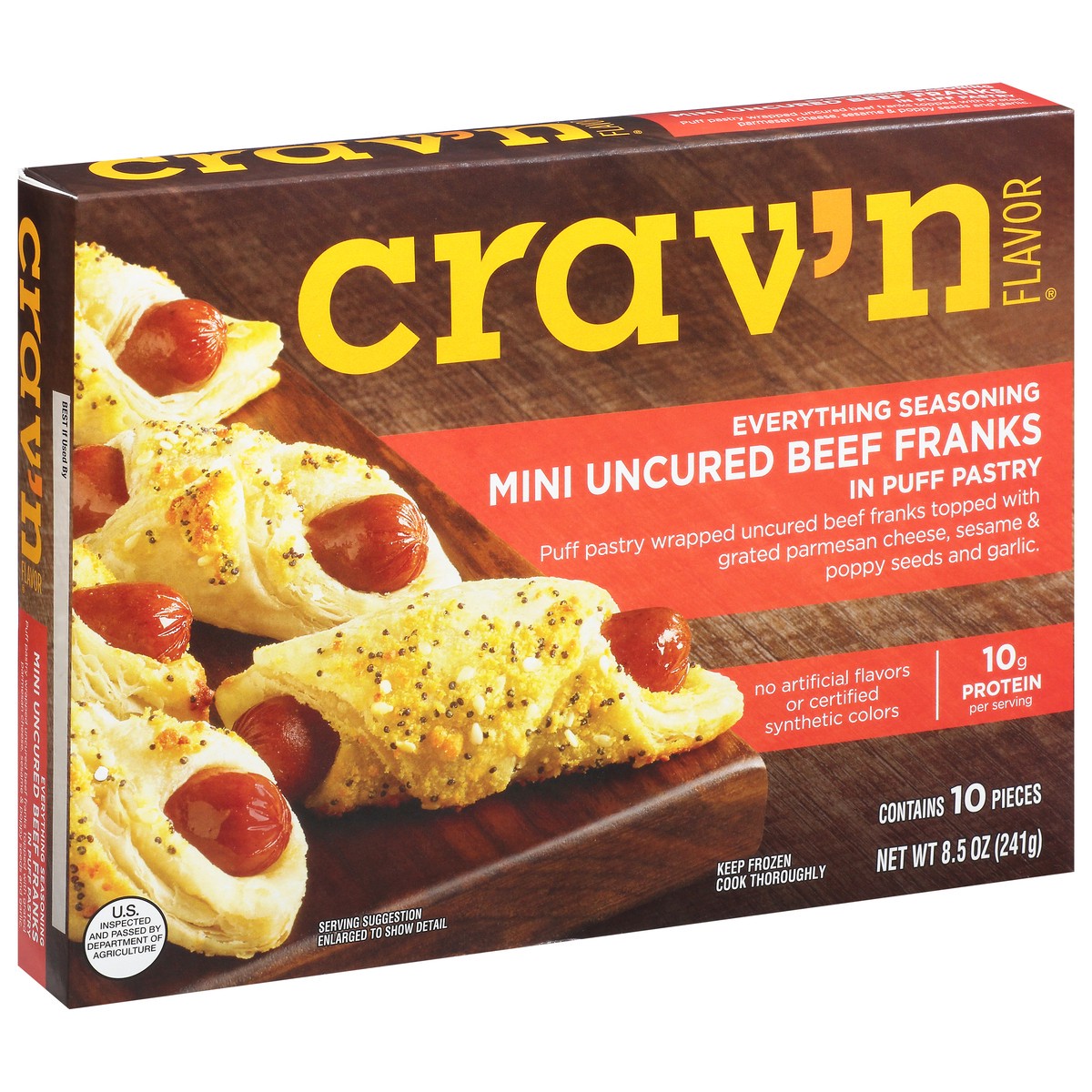 slide 14 of 16, Crav'n Flavor Uncured Everything Seasoning Beef Franks In Puff Pastry Mini 10 ea, 10 ct