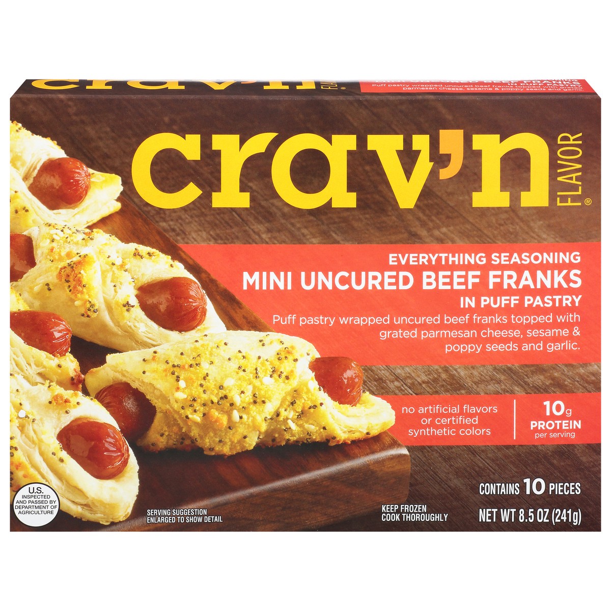 slide 13 of 16, Crav'n Flavor Uncured Everything Seasoning Beef Franks In Puff Pastry Mini 10 ea, 10 ct