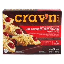 Crav'n Flavor Uncured Everything Seasoning Beef Franks In Puff Pastry Mini 10 ea