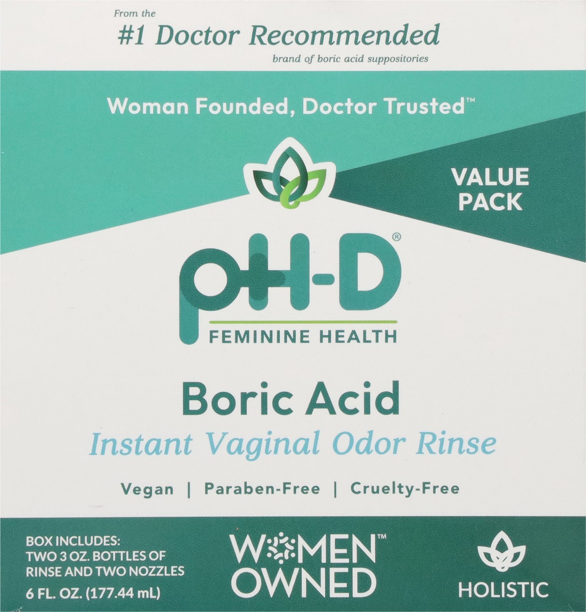 slide 2 of 12, pH-D Feminine Health Boric Acid Instant Vaginal Odor Rinse Value Pack 6 fl oz, 6 fl oz