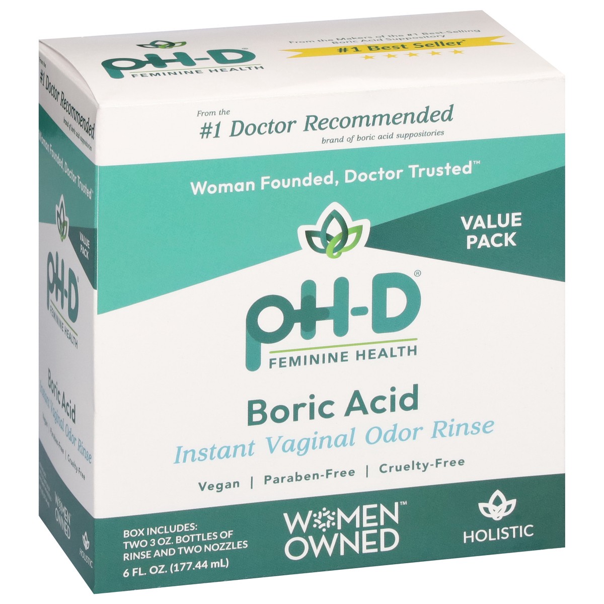 slide 11 of 12, pH-D Feminine Health Boric Acid Instant Vaginal Odor Rinse Value Pack 6 fl oz, 6 fl oz