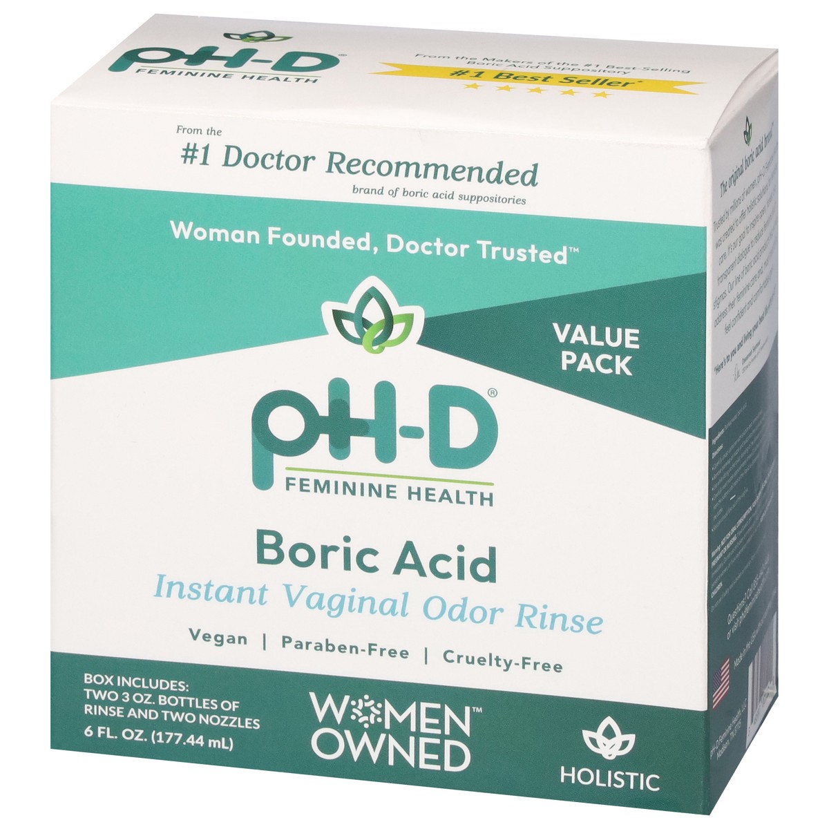 slide 5 of 12, pH-D Feminine Health Boric Acid Instant Vaginal Odor Rinse Value Pack 6 fl oz, 6 fl oz