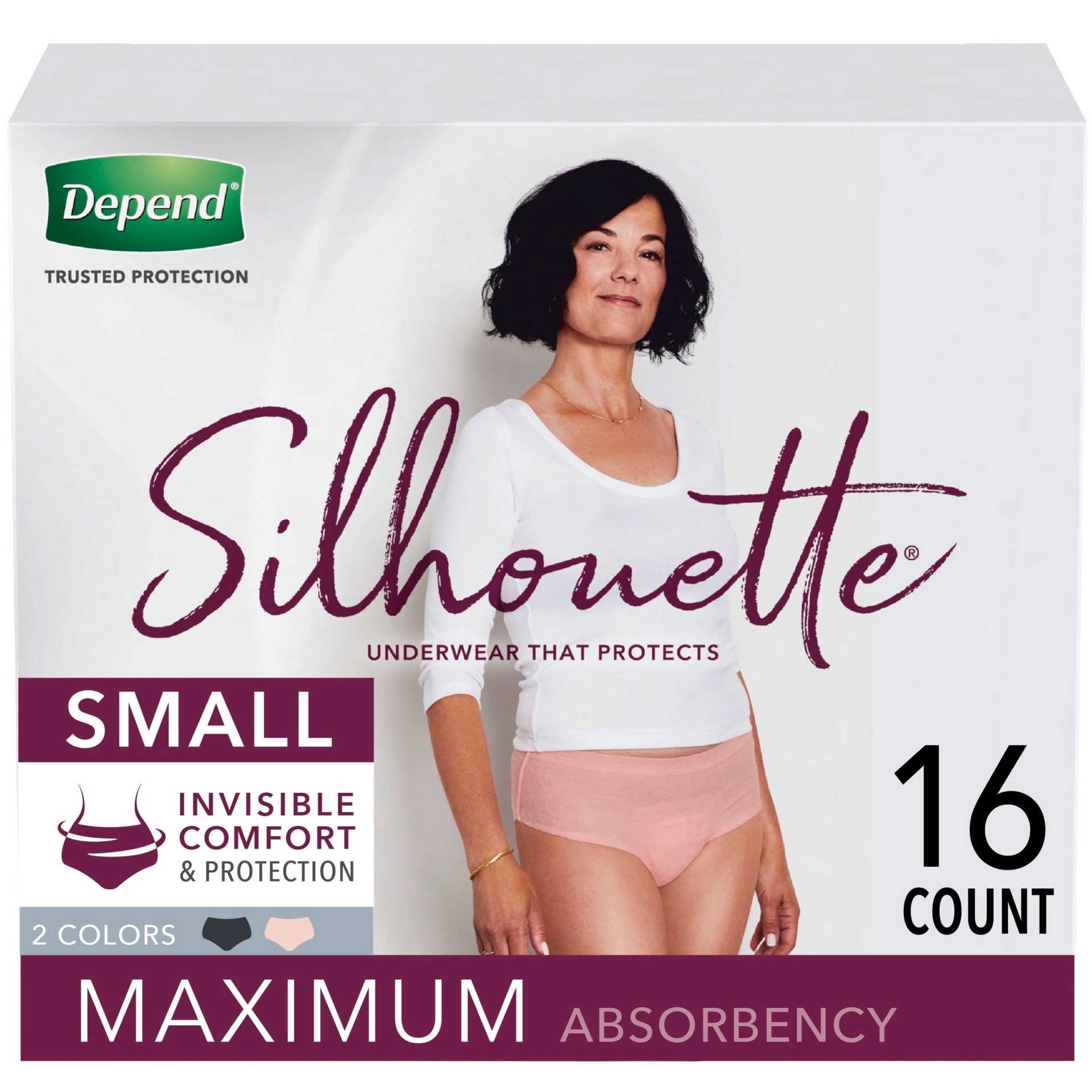 Depend Silhouette Incontinence & Postpartum Underwear For Women - Maximum  Absorbency - S - Black, Pink & Berry - 16ct : Target