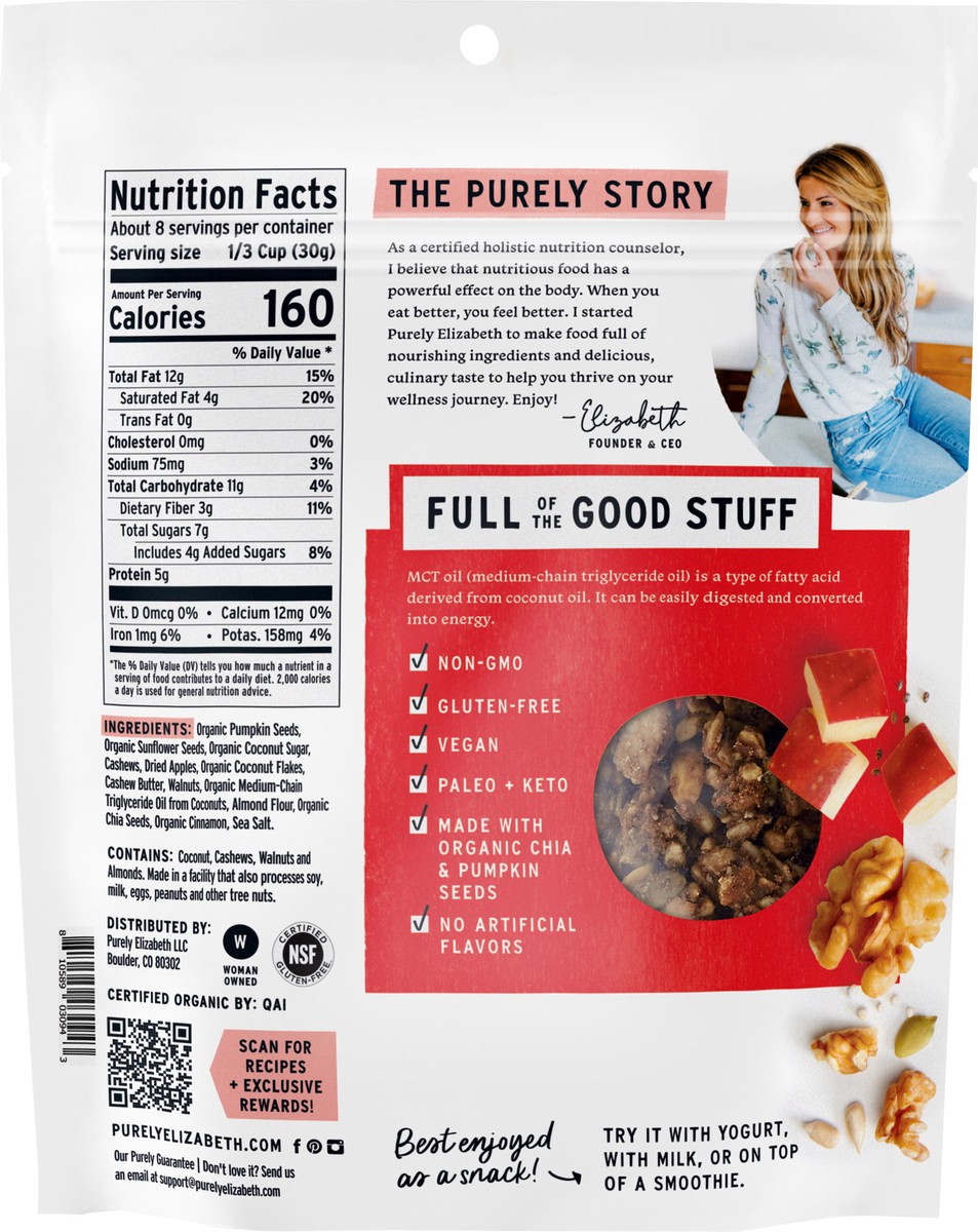 slide 5 of 9, Purely Elizabeth Apple Walnut Grain-Free Keto Granola Clusters, 8 oz