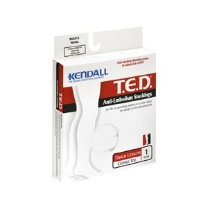 slide 1 of 1, Kendall Ted Anti-Embolism Stockings Thigh Length White, Medium Regular, 1 ct