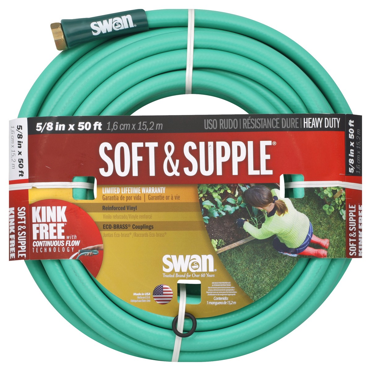 slide 2 of 3, Swan Heavy Duty Soft & Supple 5/8" x 50' Garden Hose, 1 ct