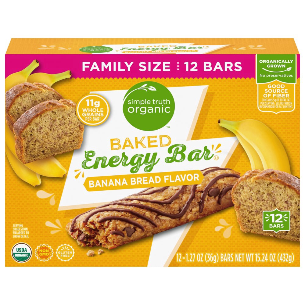 slide 2 of 2, Simple Truth Organic Banana Bread Baked Energy Bar, 12 ct / 15.24 oz
