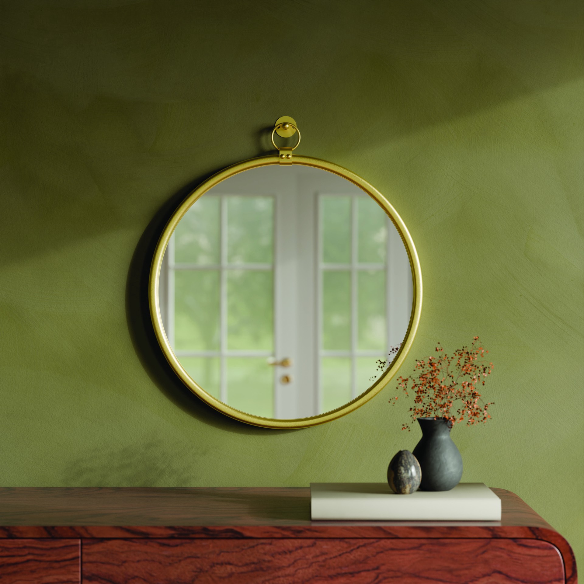 slide 7 of 7, 18" Round Wall Mirror In Gold Metal Frame By Ashland, 18 in