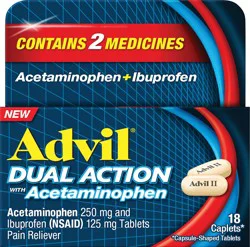 Advil Dual Action Acetaminophen Ibuprofen Pain Relieving Caplets