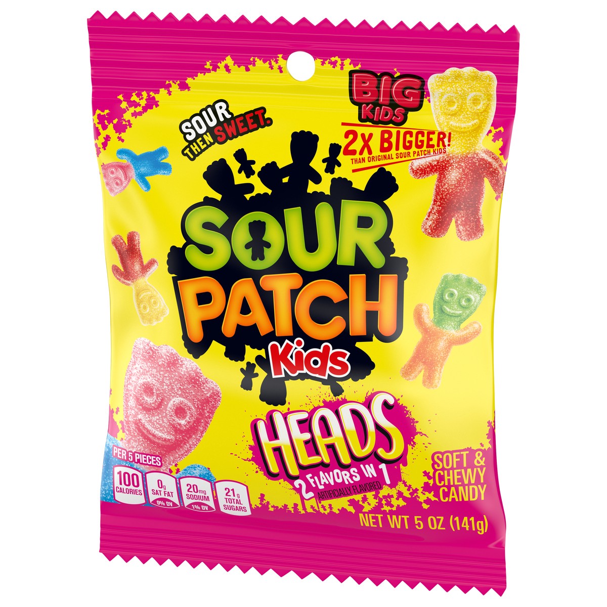 slide 3 of 11, Sour Patch Kids Kids Soft & Chewy Heads 2 Flavors in 1 Candy 5 oz, 5 oz