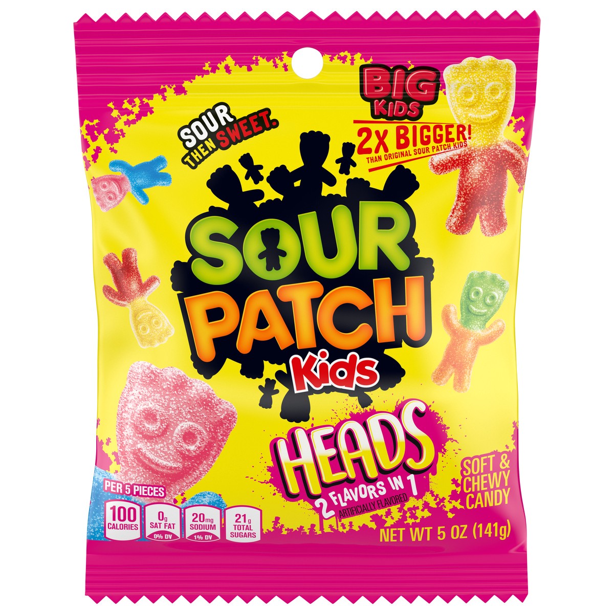 slide 1 of 11, Sour Patch Kids Kids Soft & Chewy Heads 2 Flavors in 1 Candy 5 oz, 5 oz