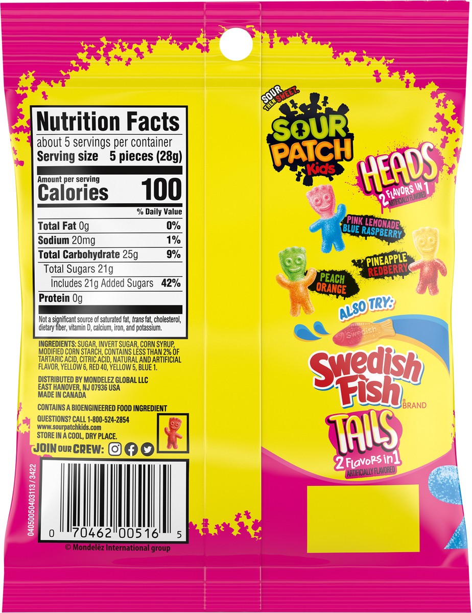 slide 10 of 11, Sour Patch Kids Kids Soft & Chewy Heads 2 Flavors in 1 Candy 5 oz, 5 oz