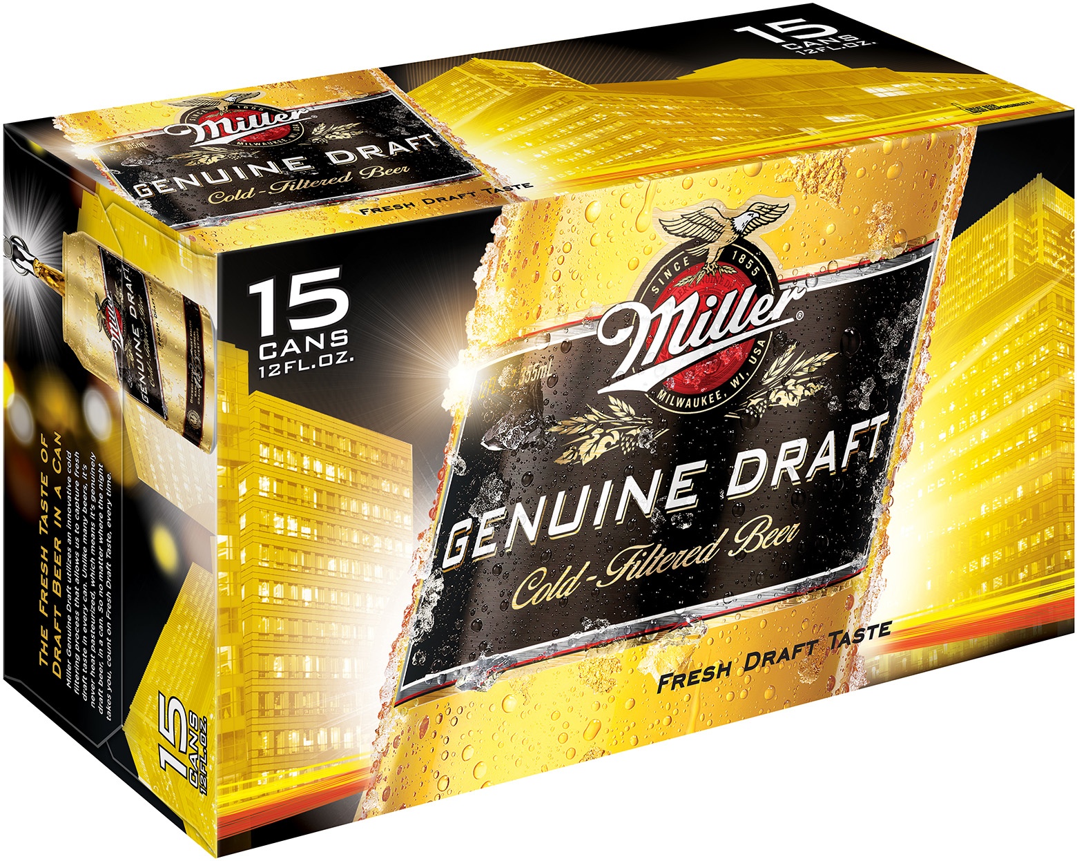 slide 2 of 6, Miller Genuine Draft Beer, 15 ct; 12 fl oz