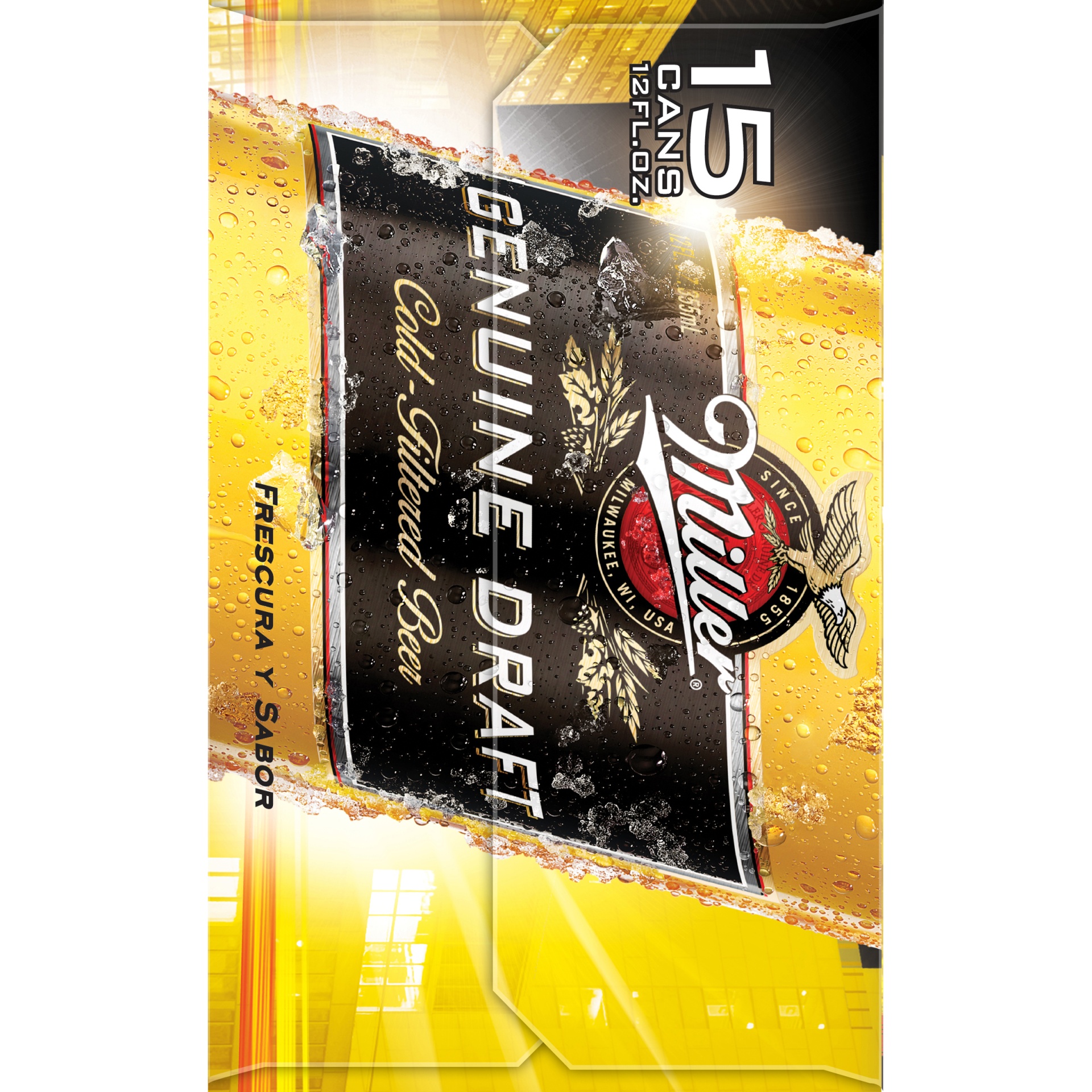 slide 5 of 6, Miller Genuine Draft Beer, 15 ct; 12 fl oz