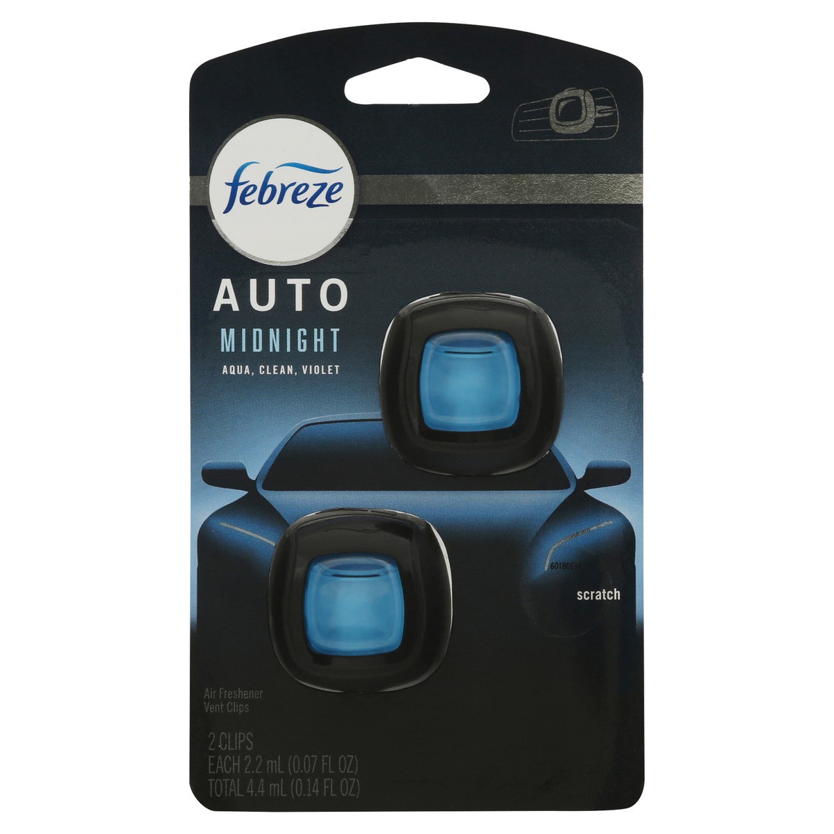 slide 1 of 10, Febreze Auto Midnight Air Freshener 2 ea, 2 ct