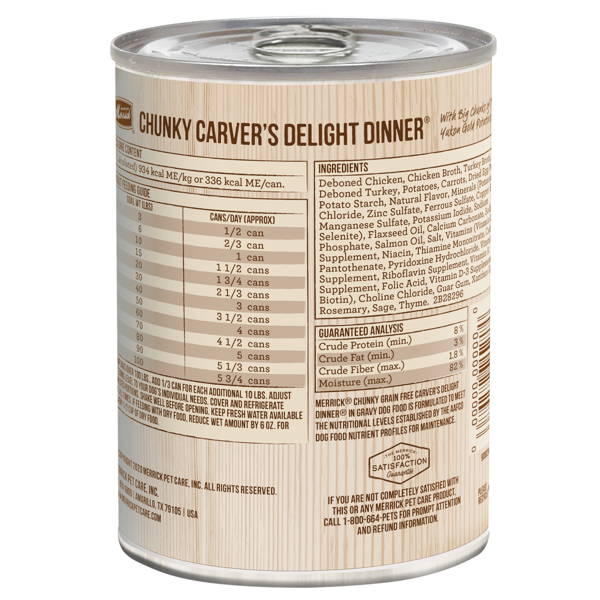 slide 2 of 4, Merrick Chunky Grain Free Wet Dog Food, Carvers Delight Dinner Canned Dog Food -  12.7 oz Can, 12.7 oz