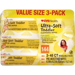 slide 1 of 1, CVS Health Toddler Scented Ultra-Strong Cleansing Wipes 3 Pack, 3 pk; 48 ct