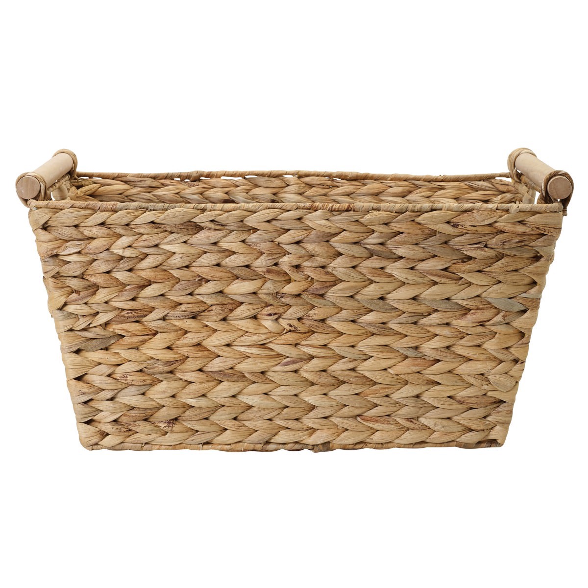 slide 1 of 29, Natural Havana Hyacinth Rectangular Basket with Wood Pole, 1 ct