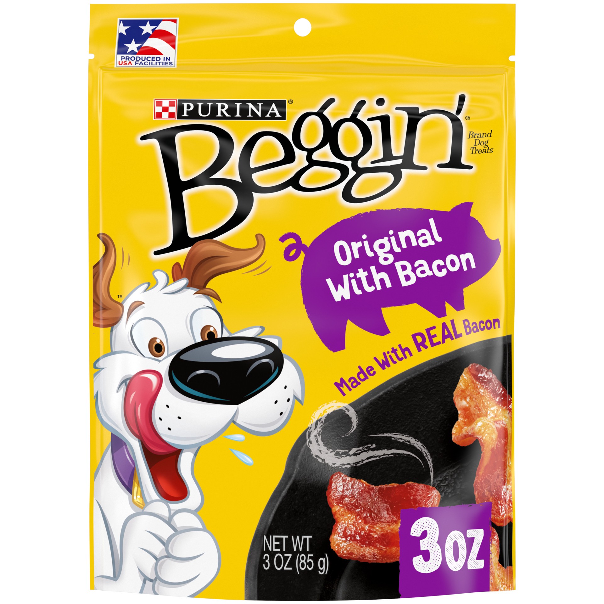 slide 1 of 9, Beggin' Purina Beggin' Strips Real Meat Dog Treats, Original With Bacon - 3 oz. Pouch, 3 oz