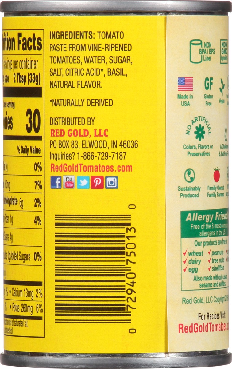 slide 9 of 11, Red Gold Sweet Basil Tomato Paste 6 oz, 6 oz