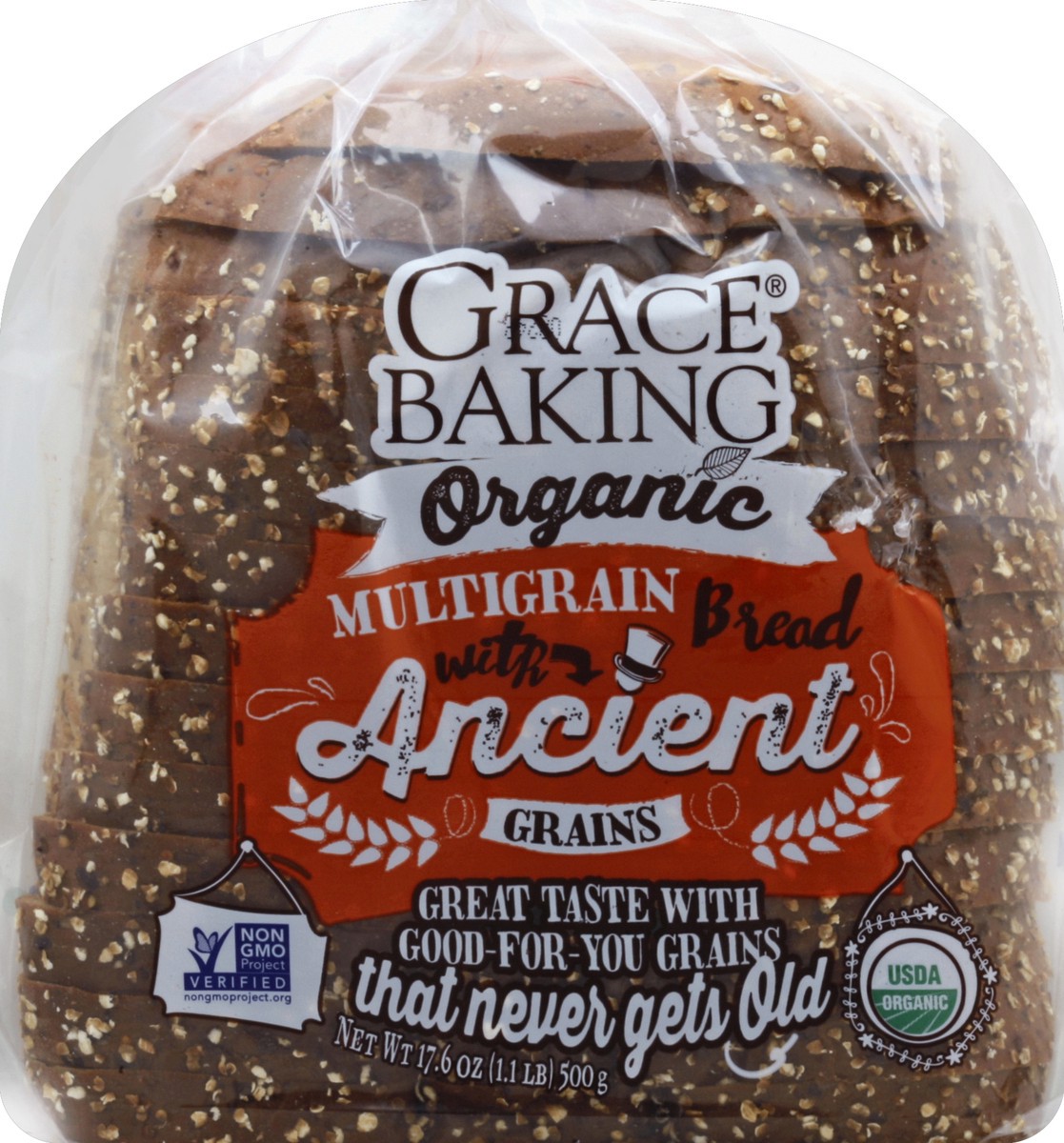 slide 5 of 5, Grace Baking Organic Multigrain Bread with Ancient Grains 17.6 oz, 17.6 oz