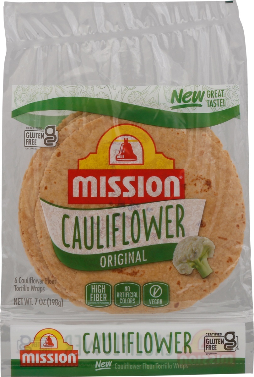 slide 4 of 9, Mission Gluten Free Cauliflower Flour Tortilla Wraps, 6 ct; 7 oz