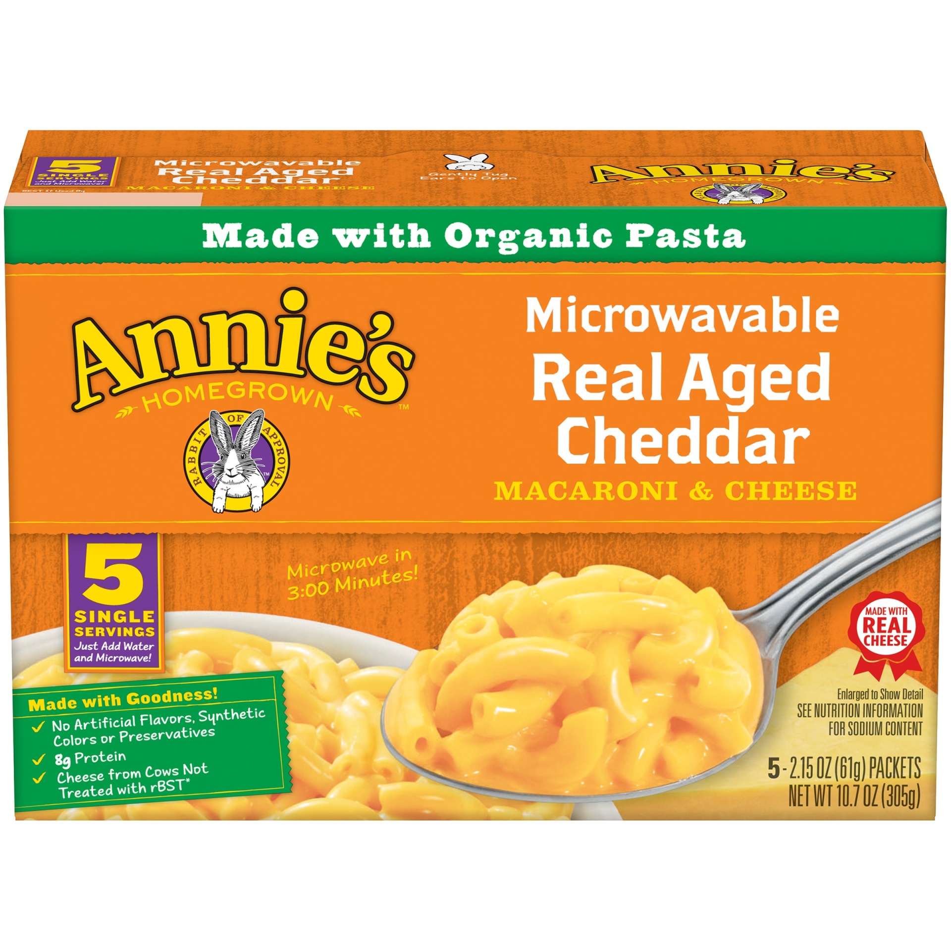 slide 1 of 1, Annie's Real Aged Cheddar Mac & Cheese Microwaveable Cup, 5 ct; 2.15 oz