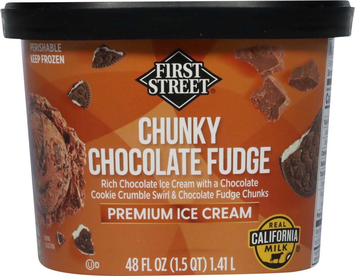 slide 8 of 14, First Street Fs/Cr Chunky Chocolate Fudge Ice Cream, 48 oz