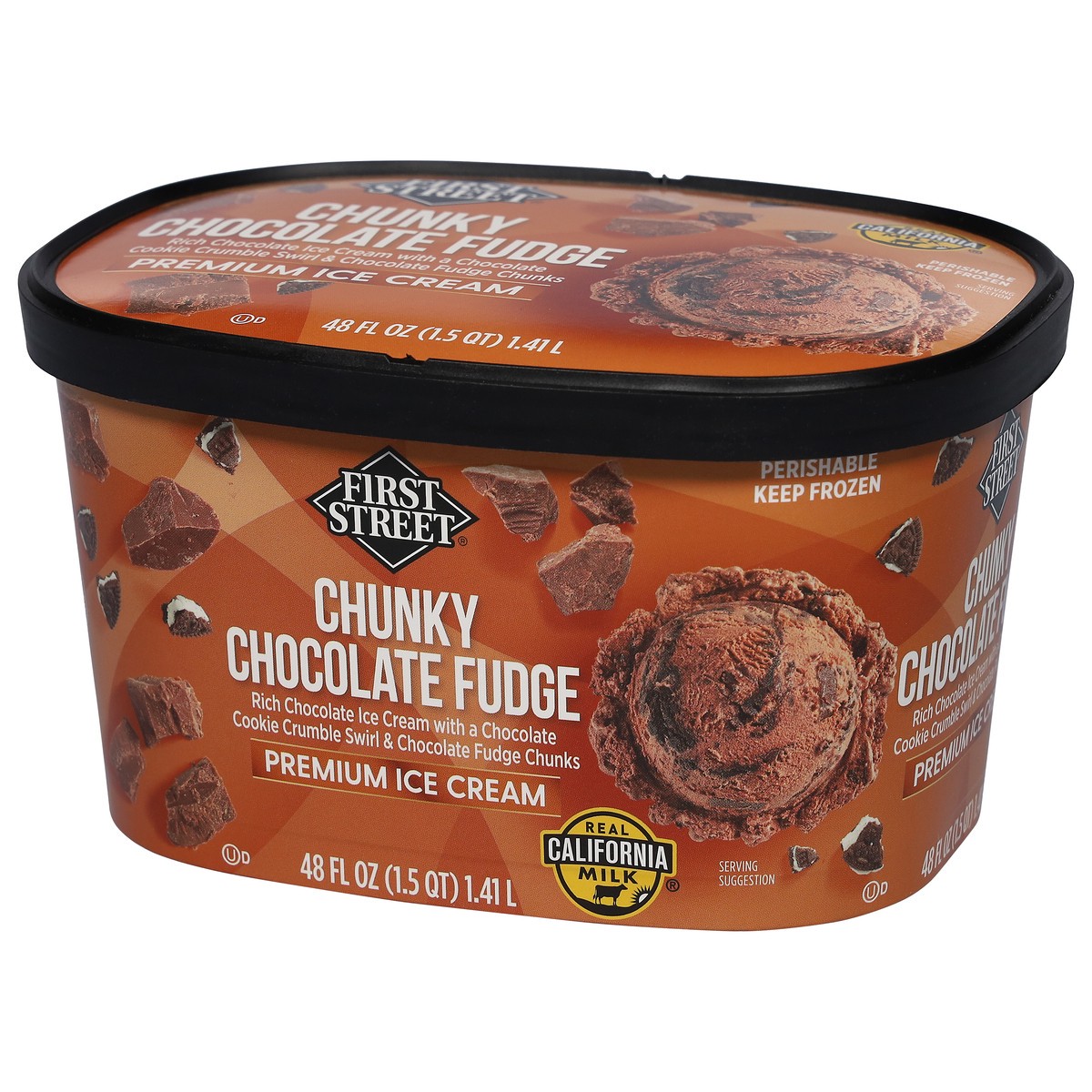 slide 5 of 14, First Street Fs/Cr Chunky Chocolate Fudge Ice Cream, 48 oz