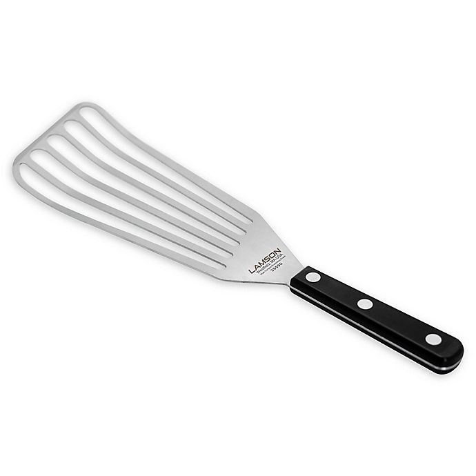 slide 1 of 1, Lamson Right-Hand Jumbo Chefs Slotted Turner - Black, 4 in x 9 in