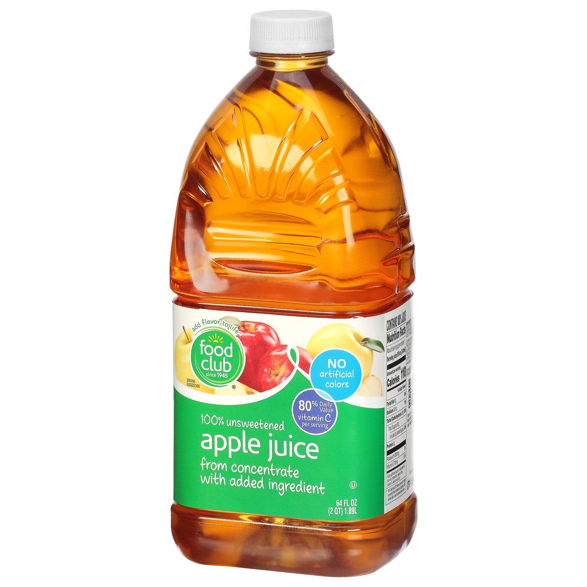 slide 2 of 9, Food Club 100% Unsweetened Apple Juice - 64 fl oz, 64 fl oz