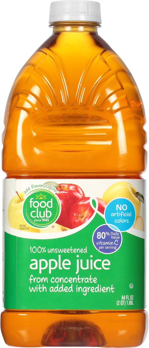 slide 7 of 9, Food Club 100% Unsweetened Apple Juice - 64 fl oz, 64 fl oz