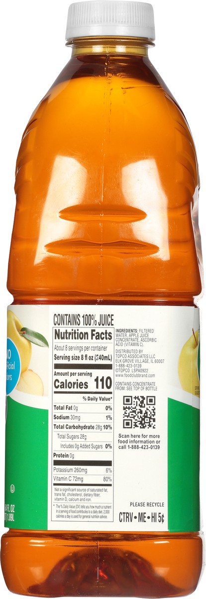 slide 9 of 9, Food Club 100% Unsweetened Apple Juice - 64 fl oz, 64 fl oz