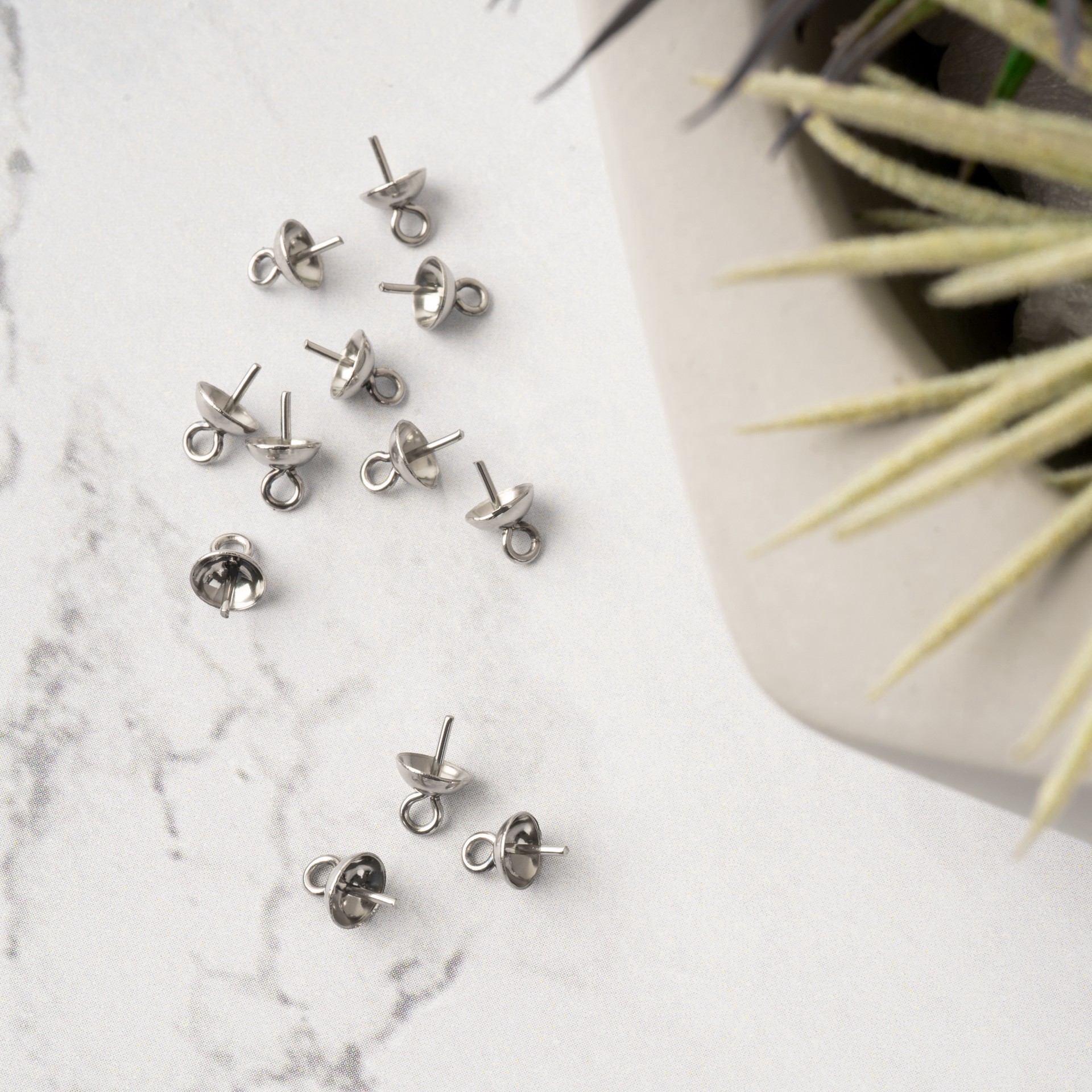 slide 2 of 3, Bail Pins With Cups By Bead Landing, 7mm x 5mm