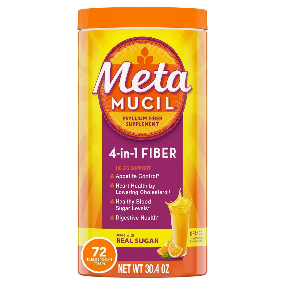 slide 19 of 22, Metamucil Psyllium Fiber Supplement Powder - Sugar Free - Orange - 15oz, 15 oz