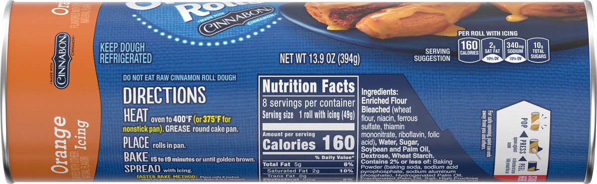 slide 4 of 14, Pillsbury Orange Rolls with Cinnabon Cinnamon and Orange Icing, Refrigerated Canned Pastry Dough, 8 Rolls, 13.9 oz, 13.9 oz