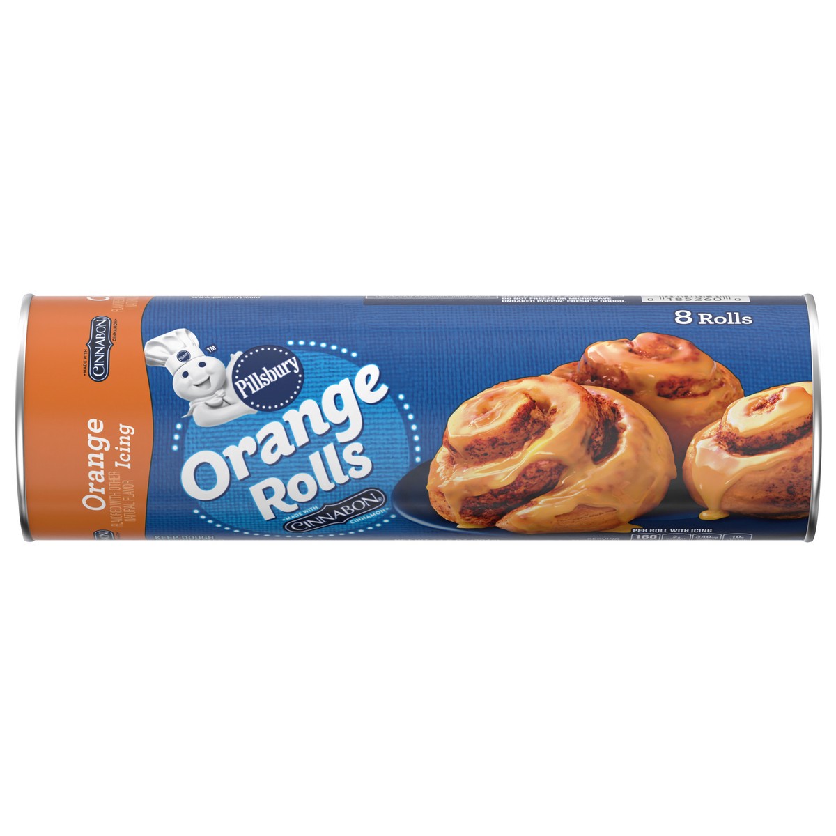 slide 1 of 14, Pillsbury Orange Rolls with Cinnabon Cinnamon and Orange Icing, Refrigerated Canned Pastry Dough, 8 Rolls, 13.9 oz, 8 ct