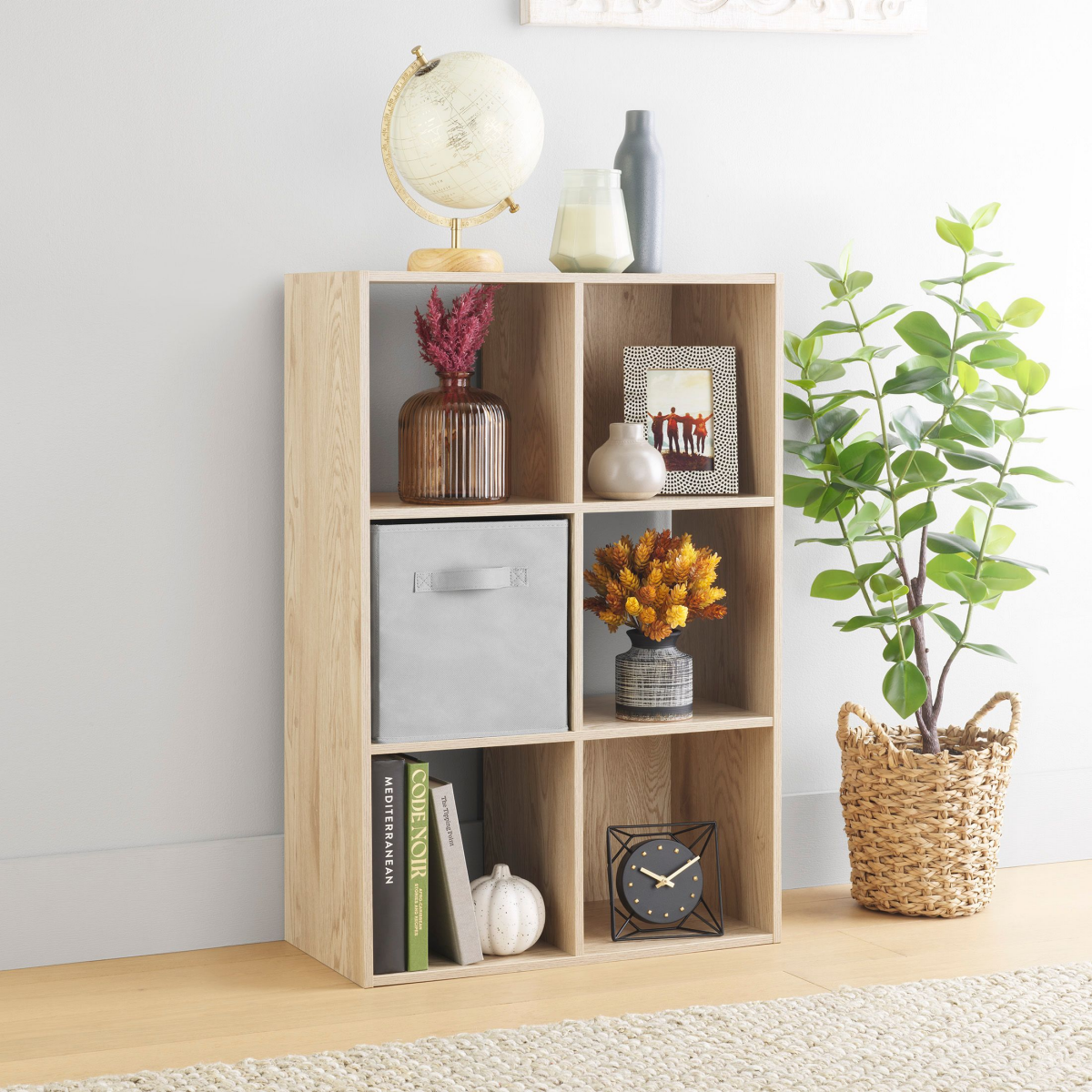 slide 1 of 17, Whitmor 6-Section Cube Organizer White Oak, 1 ct
