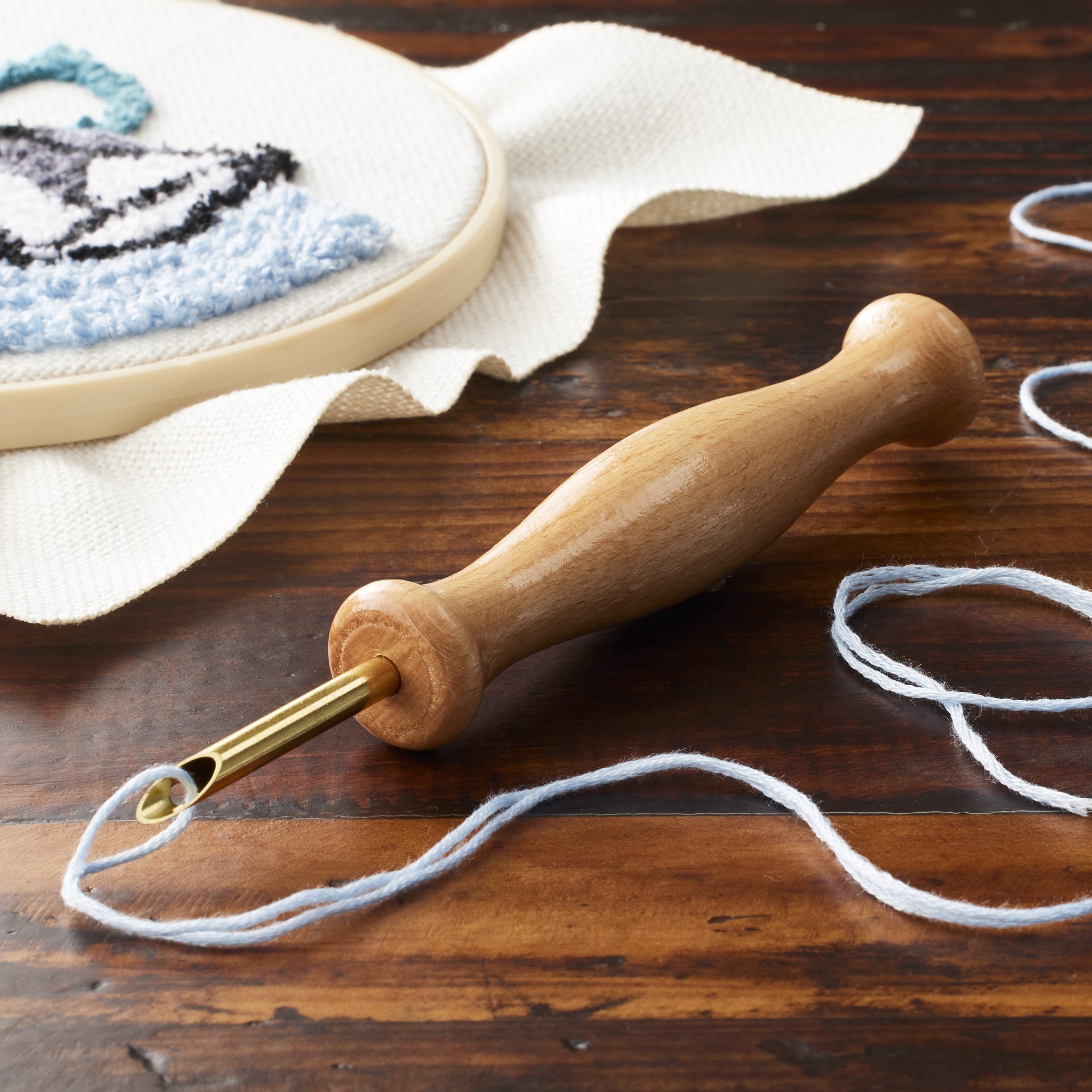 slide 3 of 4, 6" Wood Punch Needle By Loops & Threads, 6 in