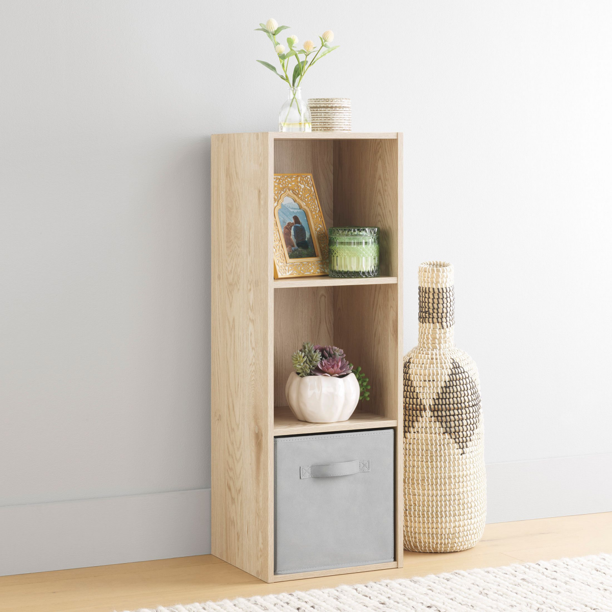 slide 1 of 17, Whitmor 3-Section Cube Organizer White Oak, 1 ct