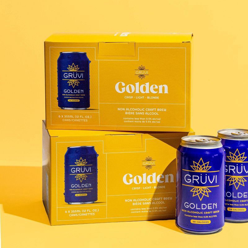 slide 2 of 4, Gruvi Non Alcoholic Craft Brew Golden Beer 6 - 12 fl oz Cans, 1 ct