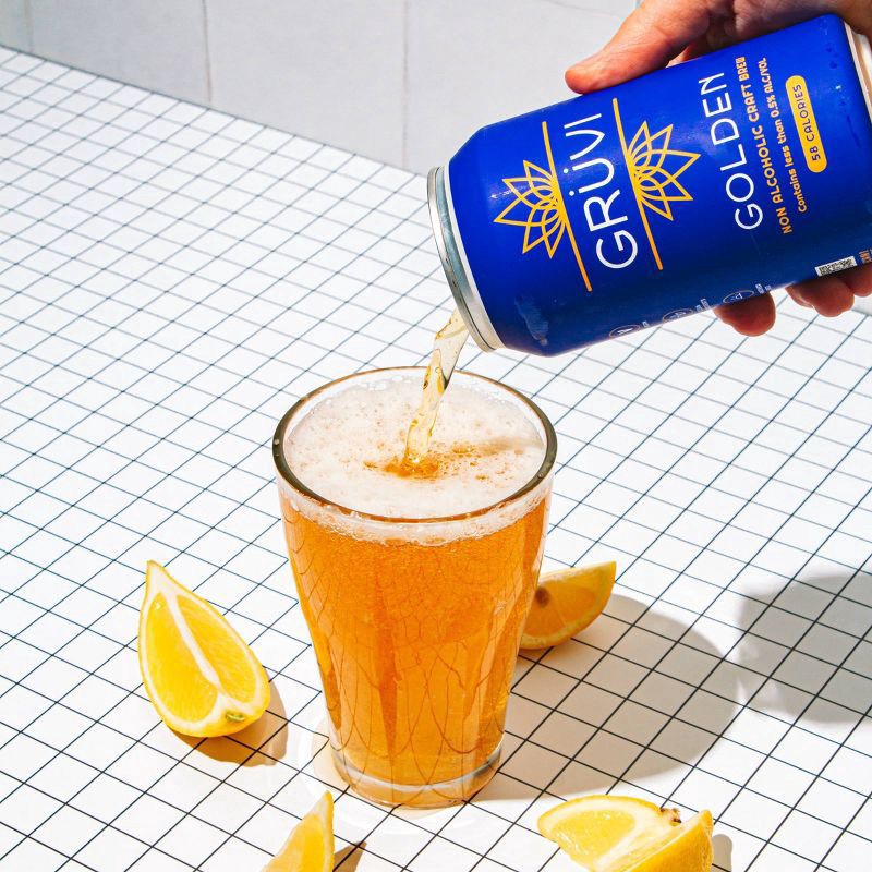 slide 4 of 4, Gruvi Non Alcoholic Craft Brew Golden Beer 6 - 12 fl oz Cans, 1 ct