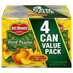 Del Monte Sliced Peaches in Heavy Syrup, 15.25 oz Can (Pack of 4)