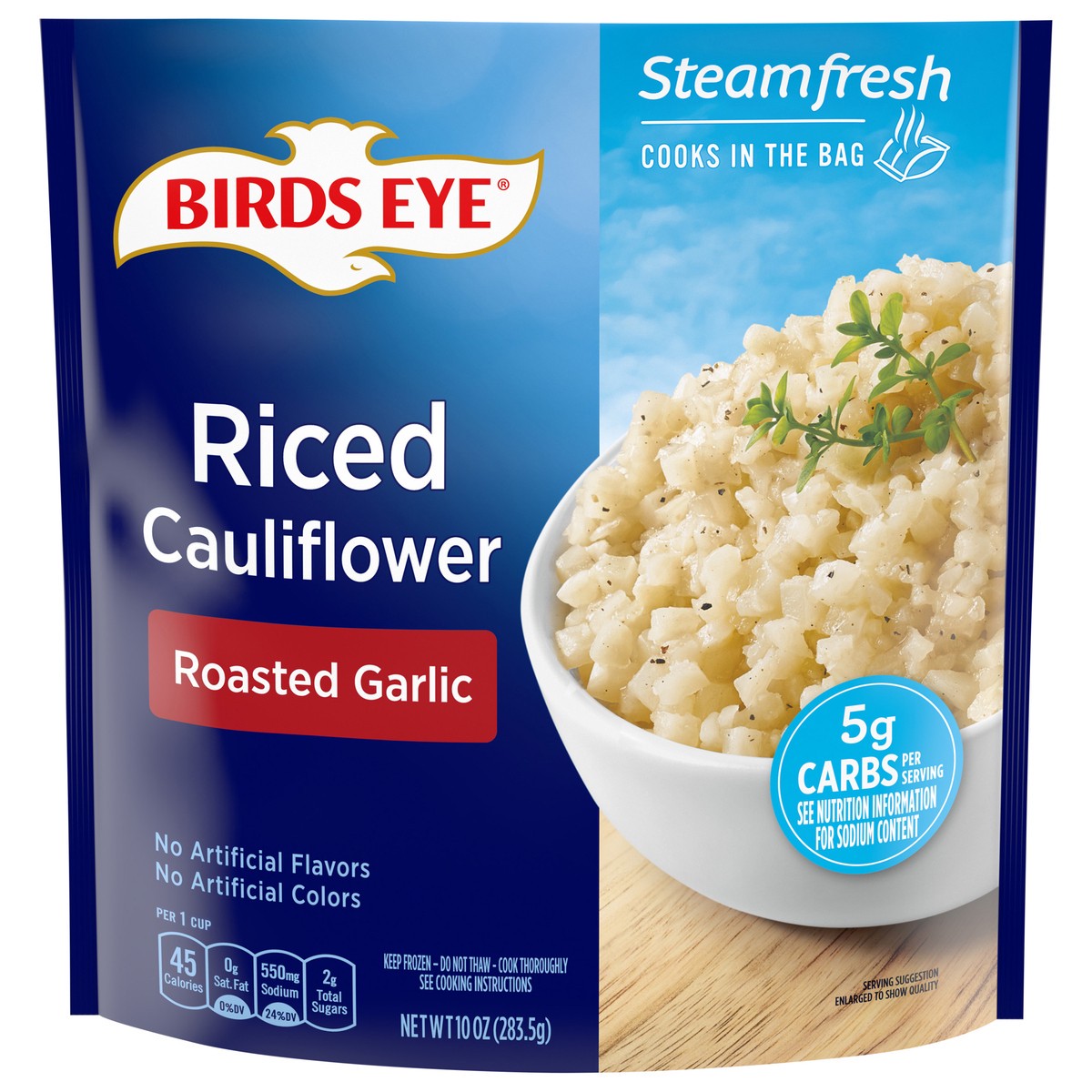 slide 1 of 5, Birds Eye Roasted Garlic Riced Cauliflower 10 oz, 10 oz