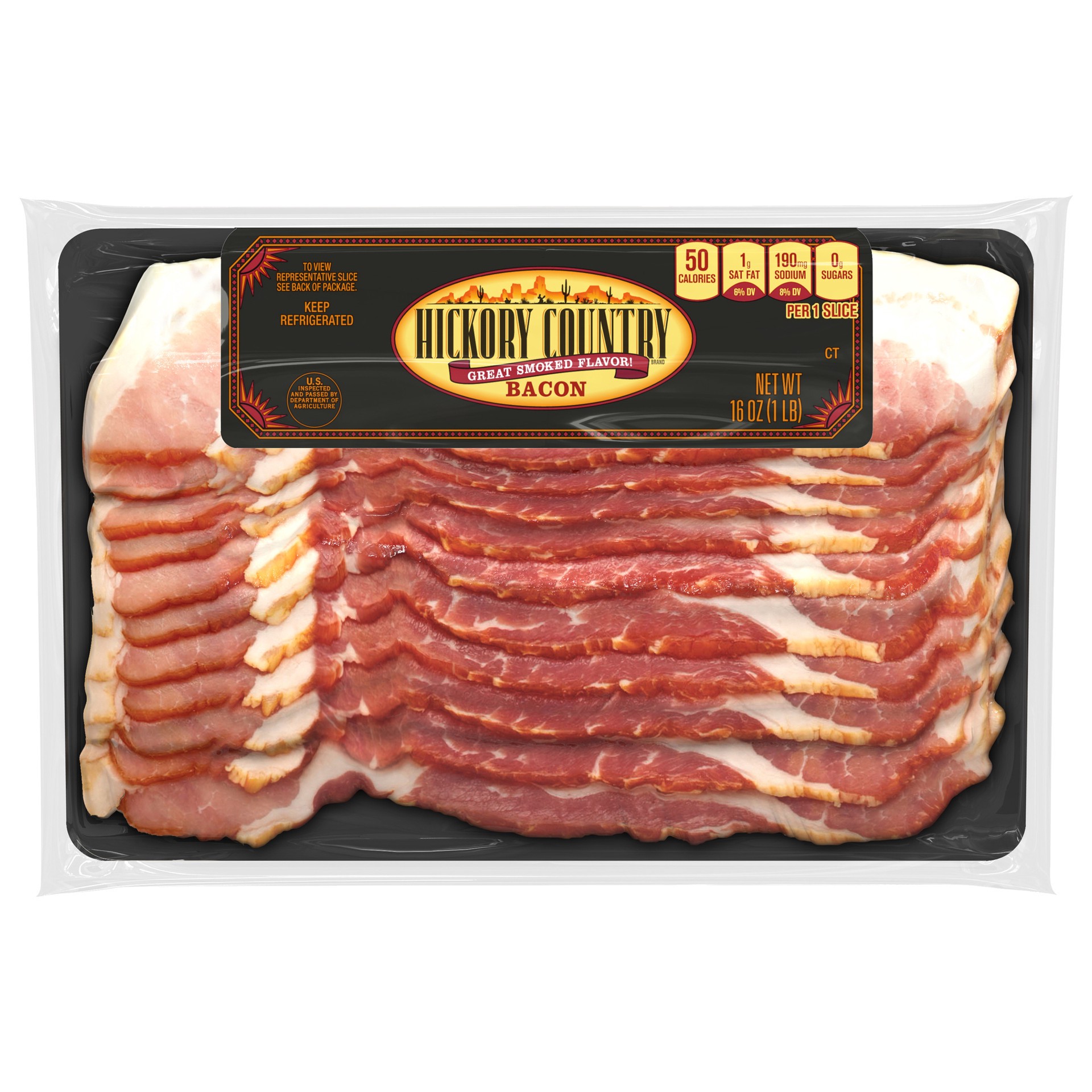 slide 1 of 11, Hickory Country Smoked Bacon, 16 oz Pack, 1 lb