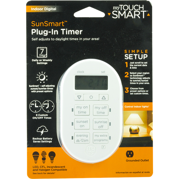 slide 1 of 5, myTouchSmart Indoor Plug-In Digital Timer, SunSmart, Simple Setup, 1 ct