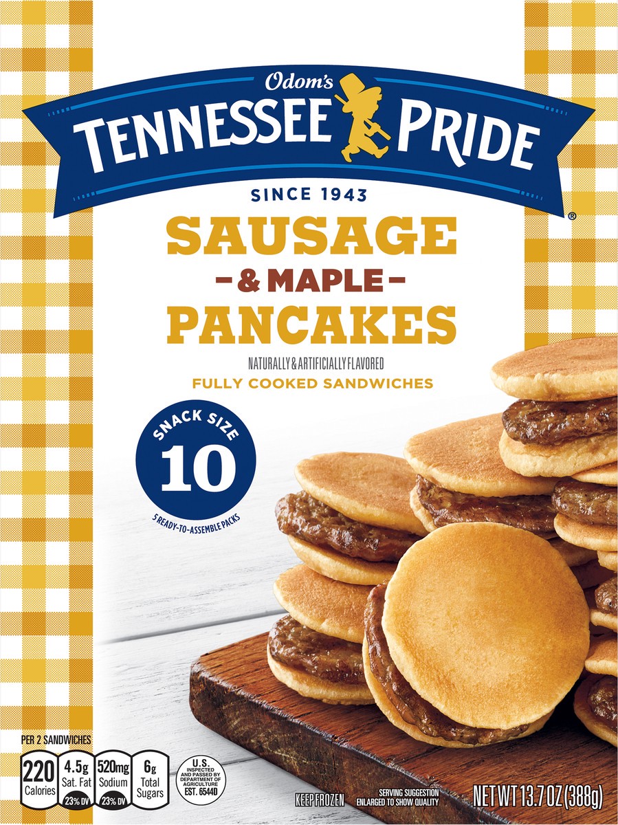 slide 9 of 11, Odom's Tennessee Pride Sausage & Maple Pancakes Snack Size 10 ea, 5 ct
