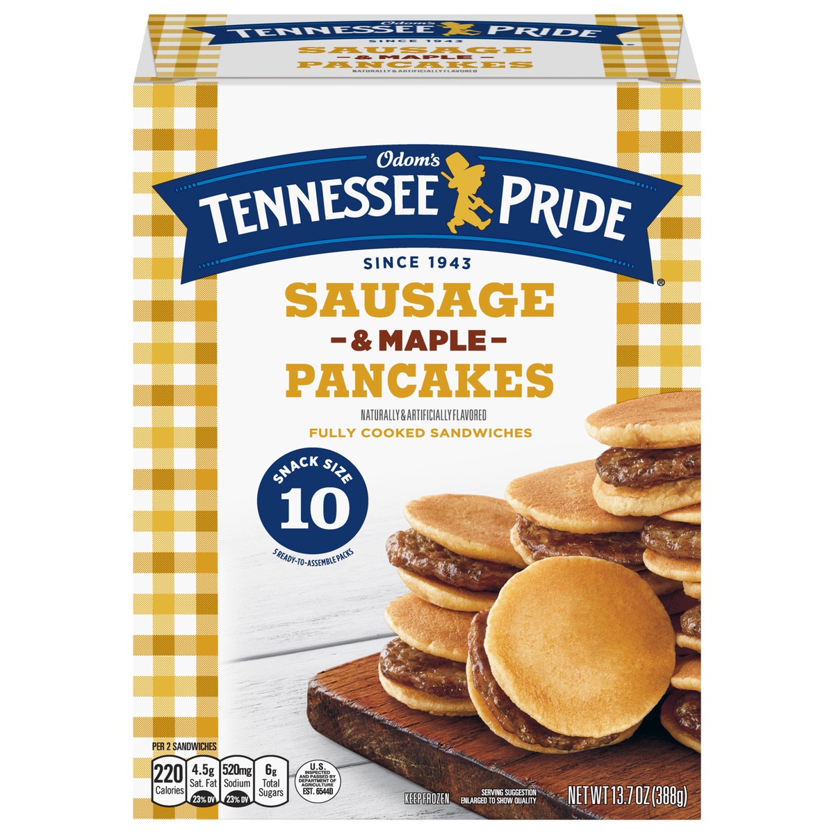slide 1 of 11, Odom's Tennessee Pride Sausage & Maple Pancakes Snack Size 10 ea, 5 ct