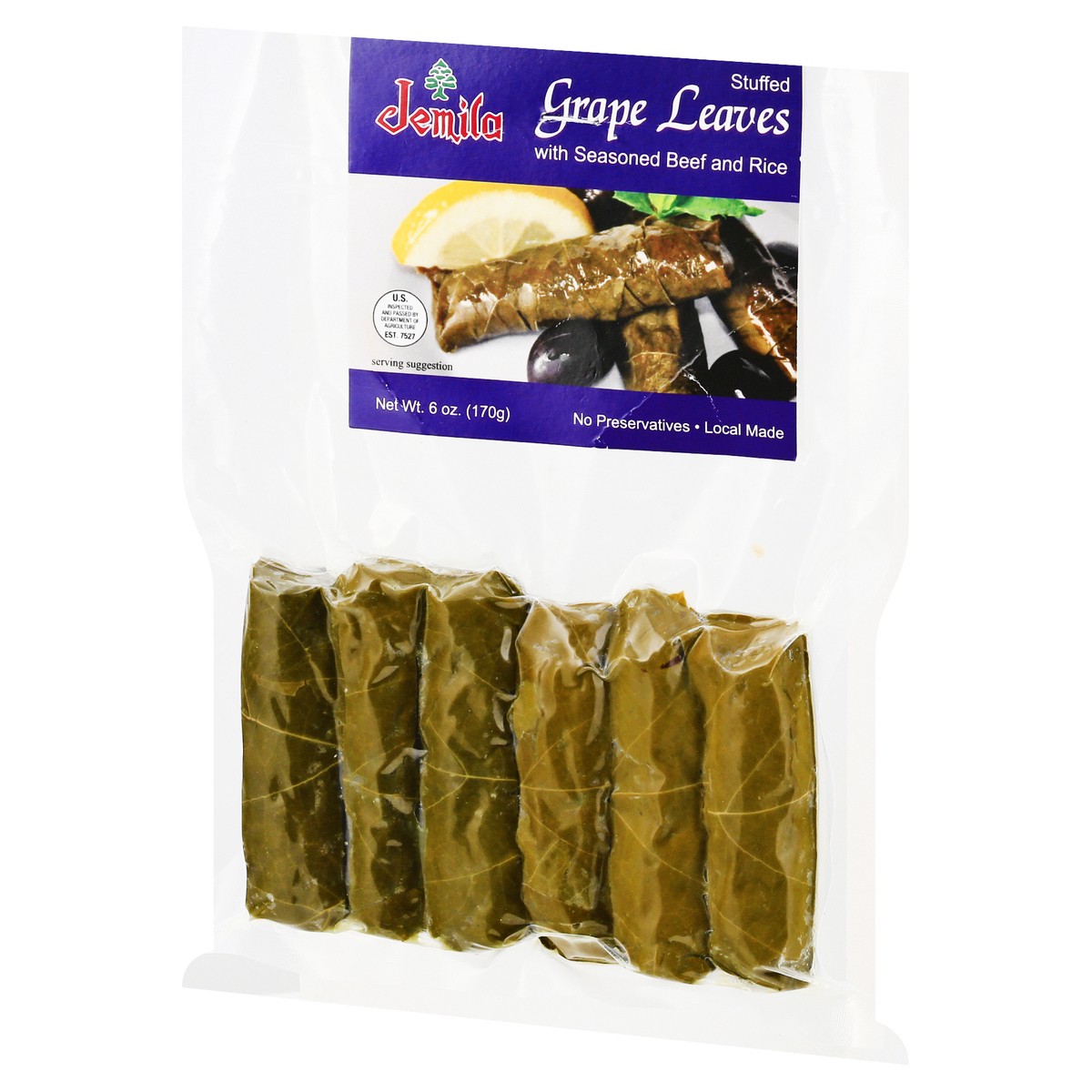 slide 8 of 9, Jemila Stuffed Grape Leaves with Seasoned Beef and Rice 6 oz, 6 oz