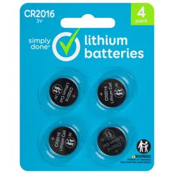 Simply Done CR2016 3V Lithium Batteries - 4 ea
